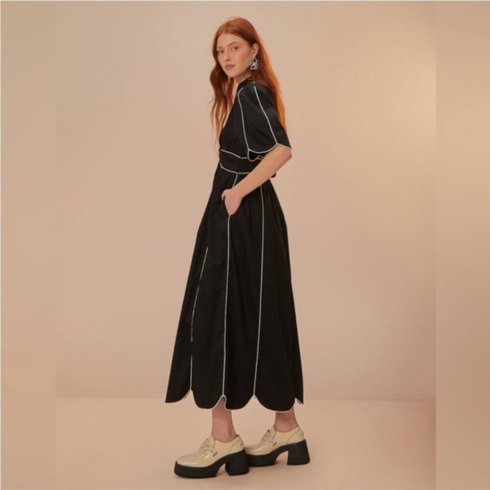 Size Small Farm Rio Black And White Short Sleeve Midi Dress